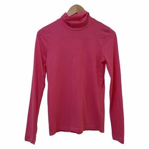 J Crew Women Feather Jersey Turtleneck Long Sleeve Top Size S Pink Preppy Layers